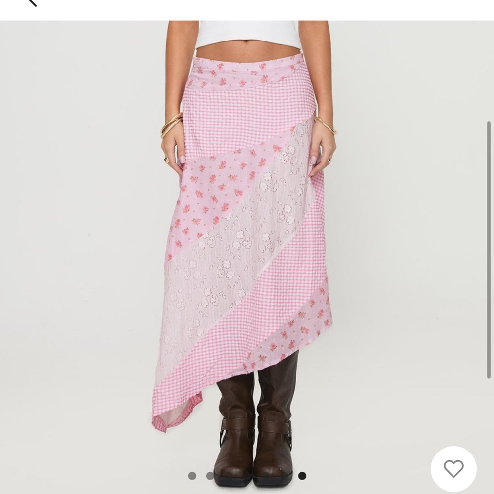 New Princess Polly Pink and White A-line Maxi Skirt